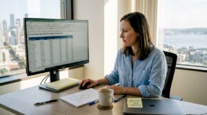 Professional reviewing SaaS expansion report
