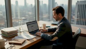 SaaS founder reviewing financial benchmarks