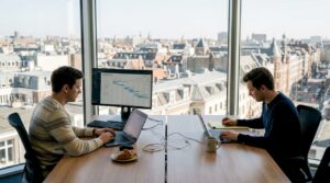 SaaS team managing automation in open office