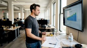 SaaS founder reviewing unit economics dashboard