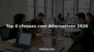 SaaS founders collaborating in workspace reviewing financial metrics